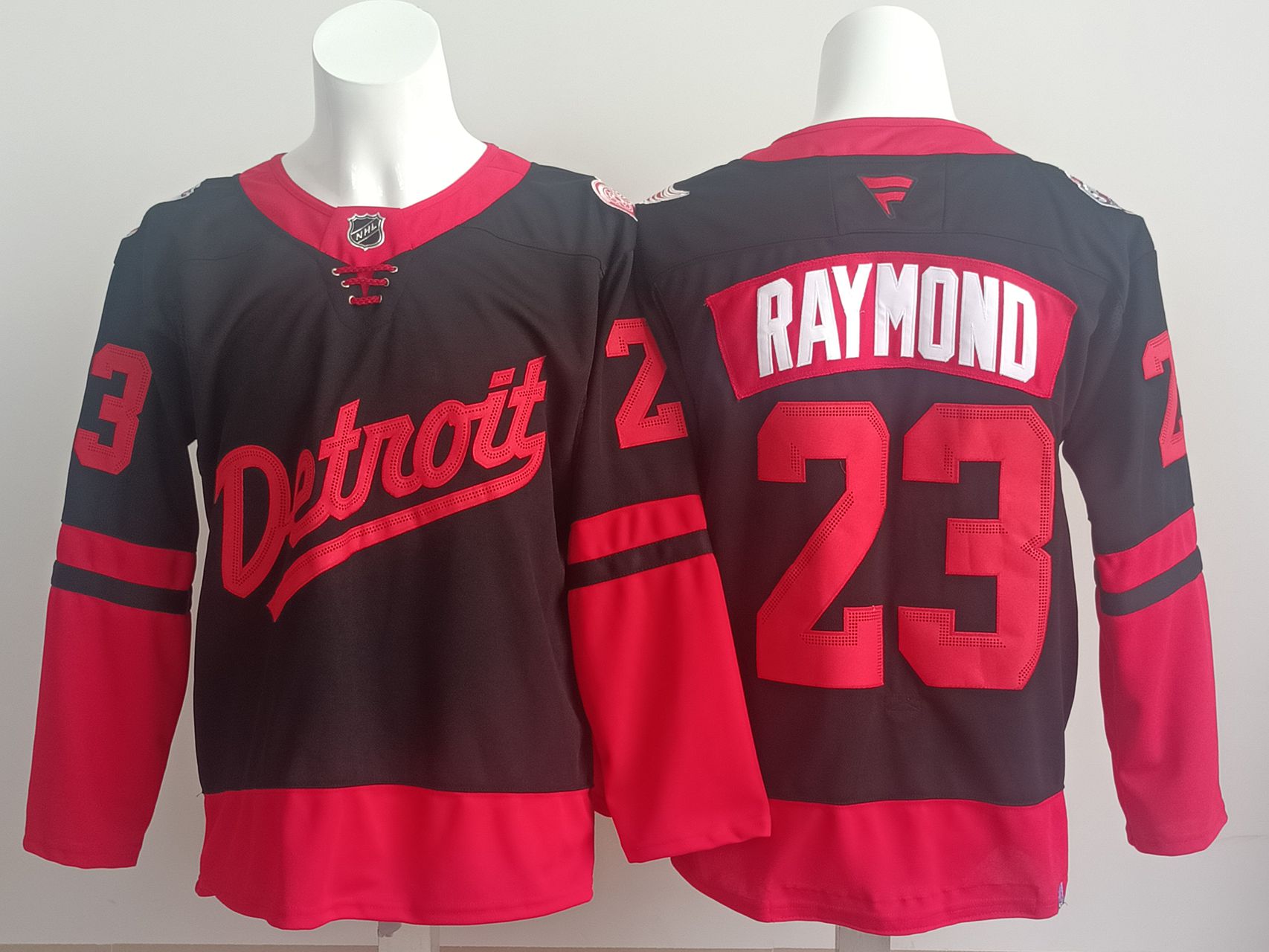 Men Detroit Red Wings #23 Raymond Black red 2025 Fanatics Home Premium NHL Jersey style 1->detroit red wings->NHL Jersey